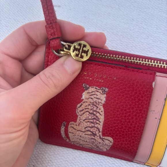 Tory Burch Red Leather Card Holder - Picture 3 of 7